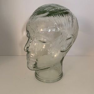Vintage male glass molded head with hair
